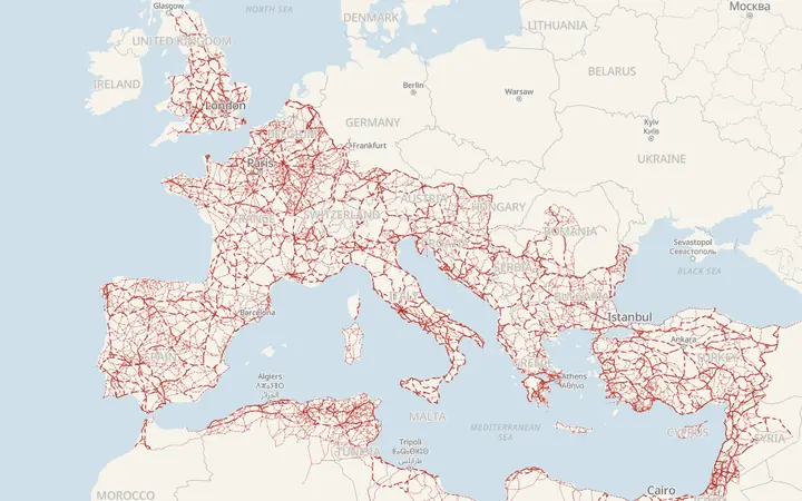 A preview of the Roman Roads Map